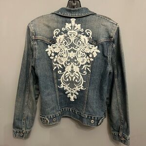 Upcycled Hand-Embellished Women’s GAP Jean Jacket, size M